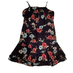 3/$25💥 NEW Xhilaration Black Floral Sundress Juniors Sz L  Bin H